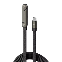 Câble de données pliable 2-en-1 avec support pour téléphone et tablette, charge rapide 240/65W, 1,5m, USB-C vers USB-C / USB-A vers Type-C, 5FT