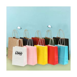 Kraft <b>Paper</b> Bags with Handles-Cartoon Pattern Screen Printed Custom Branding for Promotional Gifts - Product Image 3