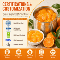 Segmen Jeruk Mandarin Kaleng 850g dalam Sirup Ringan Grosir Label Pribadi Ukuran Kustom Pemasok Langsung Pabrik
