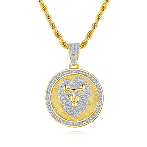JINSE Leo <strong>Constel</strong> Lation Pendant <strong>Necklace</strong> Men's Gold Color Micro Pave Bling Zircon Charm <strong>Necklace</strong> Free Rope Chain Hiphop Jewelry - Product Image 6