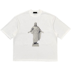 T-shirt unisexe tendance 2026 en coton, personnalisé, streetwear d'été pour homme, coupe oversize, 100 % coton - Product Image 1