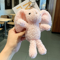 Porte-clés Lapin en Peluche Mignon Bouclé, Mini Lapin en Peluche à Longues Oreilles, Breloque de Sac, Porte-clés Animal en Peluche Doux, Vente en Gros pour Cadeau Enfant