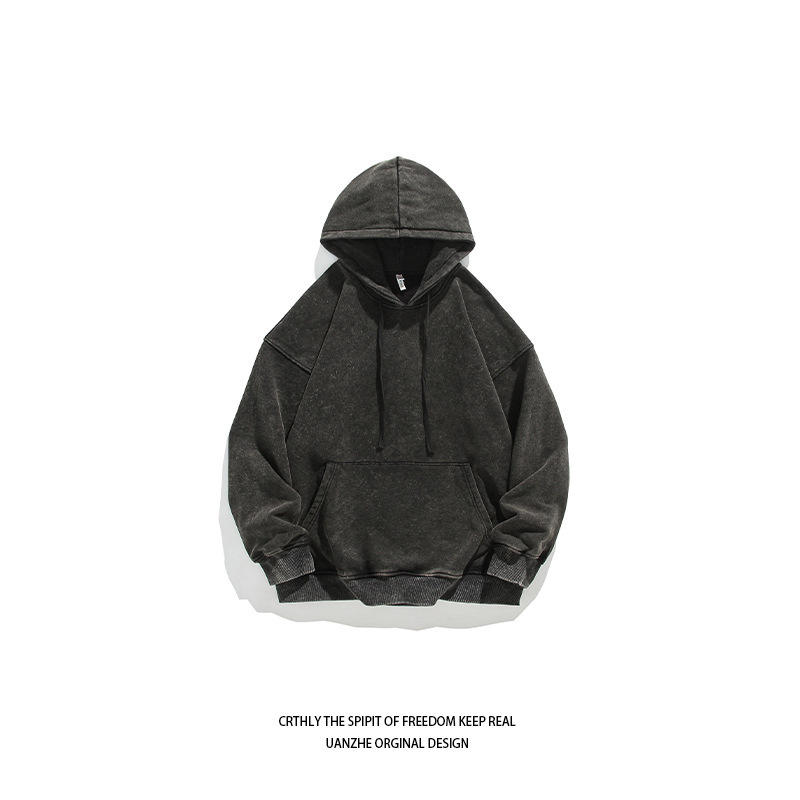 500G Black Hooded Fleece (Thickened)
