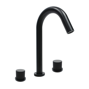 Grifo de lavabo de doble manija para baño Grifo mezclador de lavabo de oro cepillado de arco alto - Product Image 3