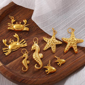 Dijes de Animales Marinos de Acero Inoxidable con Baño de Oro de 18K, Accesorios de Joyería DIY, Colgante Estilo Playa para Collar o Pulsera - Product Image 3