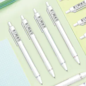 0.5mm Needle Tip Black Liquid Ink Premium Retractable White Gel Pen Stationery Set