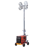 Tour d'éclairage mobile d'urgence portable de 5 m avec mât télescopique, générateur diesel/essence pour l'extérieur