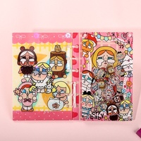 Cuaderno Acrílico Estilo Japonés con Diseño Original de Dibujos Animados, A7, Hojas Sueltas, con Múltiples Porta Botellas de Agua, Lindo para Niñas