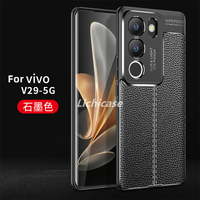 Étui Lichicase pour Vivo X100, étui en TPU souple effet litchi, texture cuir de luxe, coque de téléphone en silicone pour Vivo V29, protection en cuir