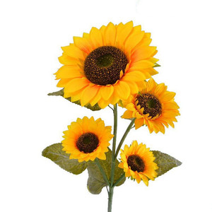 Olrla Set di 6 girasoli artificiali semplici a gambo lungo, arancio in seta per composizioni floreali, decorazione primaverile, centrotavola per ufficio a casa (senza vaso