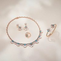 Ensemble de bijoux baroque rétro en turquoise artificielle, malachite et nacre, collier, boucles d'oreilles, bagues, bracelets, cadeau pour femmes de Dubaï
