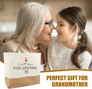 Bolsa de Compras Tarklanda para Abuela, Diseño de Letras en Yute, para la Playa, Regalo para Cumpleaños de Abuela y Día de la Madre - Product Image 4