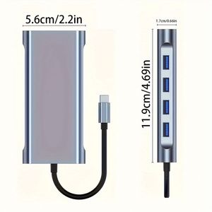 <b>USB</b> Type-C <b>Hub</b> Adapter 11-in-1 Laptop Docking Station Dual HDTV VGA RJ45 SD TF for MacBook Dell XPS Hp Lenovo ThinkPad - Product Image 6