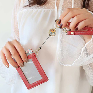 Japanese-style minimalist and sweet PU leather name tag/<b>ID</b> card <b>holder</b> with retractable lanyard, brand badge/<b>ID</b> card <b>holder</b>, - Product Image 3
