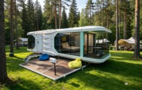 Maison conteneur extérieure moderne, économique, personnalisable et ventilée, maison mobile, maison capsule spatiale T9 pour séjour en location