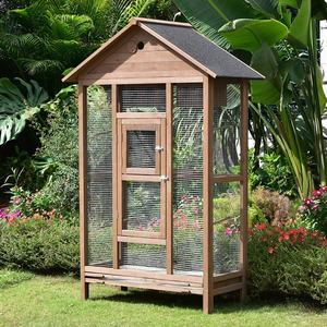 Outdoor Houten Vogelhuisje Met Grote Kooi Voor Vogel Observeren En Huisdier Grootgebracht Achtertuin Vogelvoer - Product Image 3