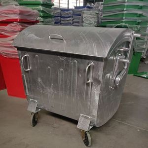 Contenedor de Basura de Acero Galvanizado en Caliente Estilo Europeo, 1100L, con Ruedas, Contenedor de Residuos Metálico para Exteriores, Forma Rectangular - Product Image 1
