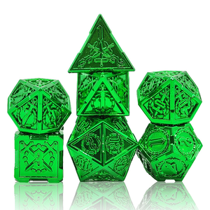 Feeron – Jeu de dés polyédriques en métal équilibrés de qualité supérieure, 7 pièces, gravés, thème Dragons et Donjons, durables et amusants - Product Image 2