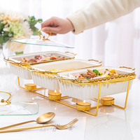 Yurtrain – Nouveaux ensembles de plats de service en céramique pour buffet, style européen, 3 casseroles en porcelaine, chauffe-plats pour buffet traiteur