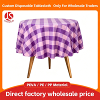 Nappe ronde jetable en PEVA à carreaux multicolores, imperméable et résistante aux déchirures, vente en gros pour mariage, banquet, extérieur