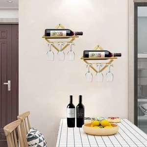 Estante para vino montado en la pared Bar de hierro forjado Estante para vino Montado en la pared Restaurante Hogar Montado en la pared Estante para copas de vino colgante - Product Image 3