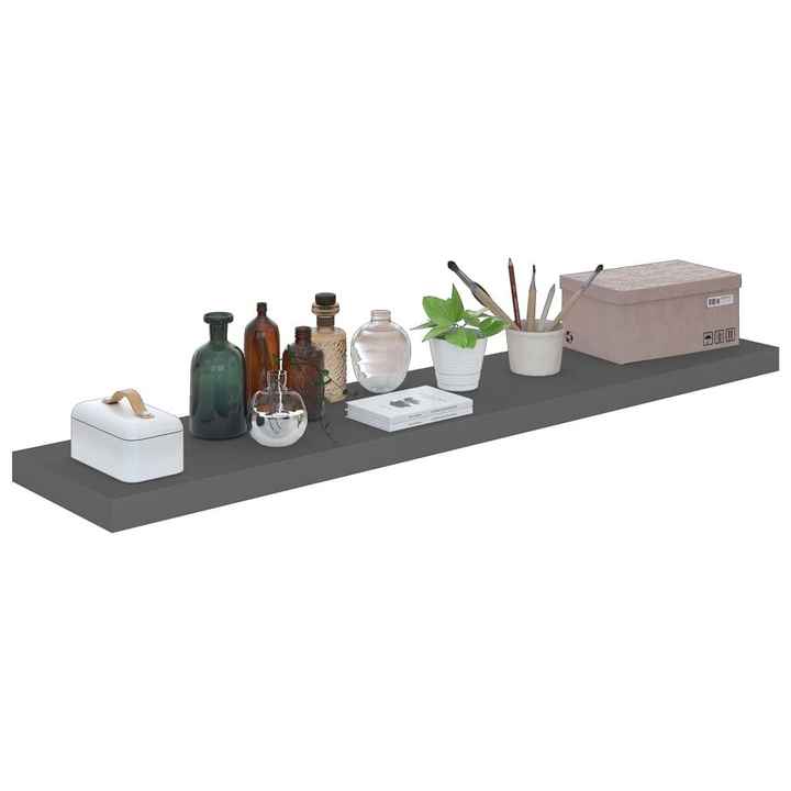 W2B VidaXL Single-Tier Wall Shelf High Gloss Grey Honeycomb MDF Large Hexagon for Bedroom Bathroom Decorative Storage Jewelry