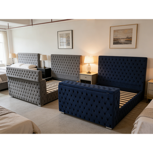 Meubles de lit TV de luxe personnalisés PZCN HOME pour chambre <span class=keywords><strong>à</strong></span> coucher villa avec base en bois <span class=keywords><strong>à</strong></span> <span class=keywords><strong>lattes</strong></span> et cheminée - Product Image 3