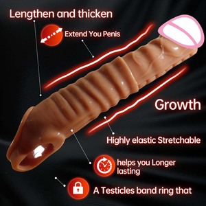 Préservatif extra long de 9 pouces (23 cm) avec anneau retardateur d'éjaculation, jouet sexuel vibrant, préservatif <span class=keywords><strong>XXL</strong></span>-<span class=keywords><strong>XXL</strong></span>-<span class=keywords><strong>XXL</strong></span> pour hommes, pour une durée sexuelle prolongée - Product Image 3