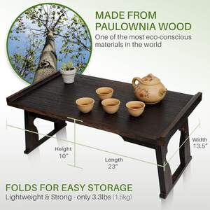 Mesa de Meditação Japonesa Premium Leve, Dobrável, Chabudai Tatami, Baixa para Sentar no Chão, Pintada à Mão em Madeira de Paulownia - Product Image 2