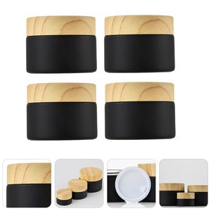 Sương giá lọ thủy tinh màu đen với 15ml 30ml 0.5oz sương giá màu đen lọ kem thủy tinh container với nắp tre - Product Image 4