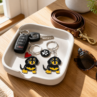 Porte-clés Pinduoduo en alliage de zinc non imprimé pour animaux de compagnie - Motifs Teckel, Corgi, Cœur, Empreinte de Patte - Style Américain pour les Fêtes