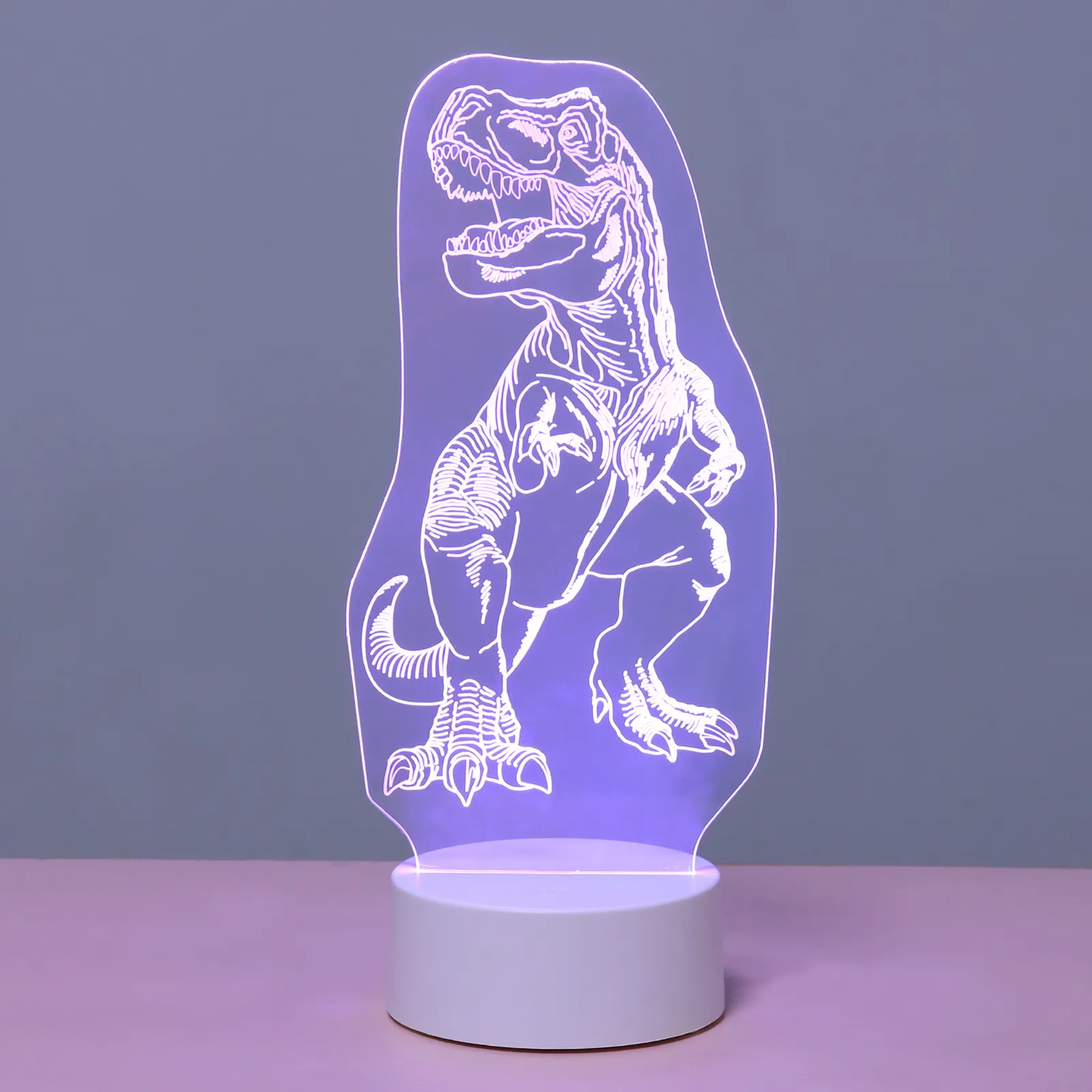 Hot sale cute wood bases Including light display Stands Clear Acrylic Sheets desk lamp dinosaur 3D LED Night Light