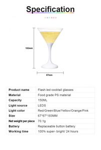 Custom logo Party Supplies <b>LED</b> <b>Light</b> up Martini Food Grade PS Plastic Glasses <b>Led</b> Cocktail Cup for Ktv <b>bar</b> Restaurant - Product Image 4