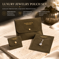 Lot de pochettes à bijoux rectangulaires de luxe en suède personnalisables avec logo, élégantes et portables, avec bouton-pression pour colliers et bagues