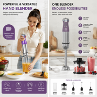 Mixeur Plongeant Ergonomique en Acier Inoxydable avec Moteur en Cuivre Pur 500/1000W Haute Performance, Amovible, pour la Cuisine Quotidienne