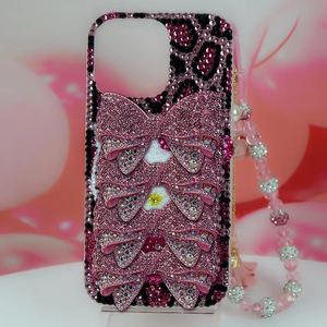 Coque de téléphone portable mignonne et kawaii avec strass pour 15/16 Pro, motif ours rose en cristal, antichoc, en silicone, pour le <span class=keywords><strong>sport</strong></span> - Product Image 5