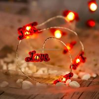 Lampu LED Kawat Bentuk Hati Bertema Mawar untuk Hari Valentine, Lampu Warna-warni untuk Pesta Pernikahan dan Penggunaan di Taman