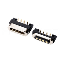 Conector de Carga Magnético HYTEPRO M411P Positivo de 4 Pines Pogo, con Orificio Pasante, 3A, 5-24V, RoHS, para Electrónica Industrial y Médica
