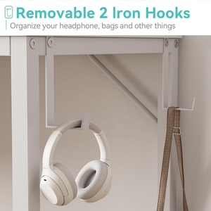 Bàn <span class=keywords><strong>mini</strong></span> phong cách hiện đại đơn giản 24 inch cho trẻ em gái thiết kế màu trắng bền với túi lưu trữ & Móc tai nghe cho phòng ngủ nhỏ - Product Image 6