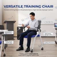 Chaise de formation moderne en maille, confortable, entièrement pliable et empilable, avec tablette d'écriture en option, pour salles de réunion, de formation et usage scolaire