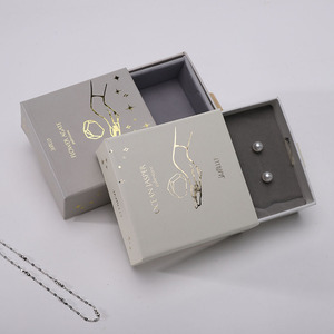 Boîte à bijoux de luxe, emballage cadeau personnalisé pour bijoux, boîte à tiroir rigide, insert en velours, estampage à chaud, logo personnalisé, vente en gros - Product Image 6