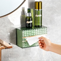 Boîte à mouchoirs en plastique PET de luxe à texture diamantée, murale ou de bureau, pour salle de bain, salon, coiffeuse, distributeur de mouchoirs