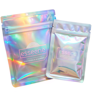 Bolsas de cosméticos de embalaje impermeable Ziplock con lámina holográfica láser impresa personalizada - Product Image 1