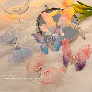 Colorido brillo alas móviles perla horquilla hermosa mariposa grande pinza de pelo para niñas niños fiesta Novedades Accesorios para el cabello - Product Image 4