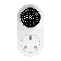 Prise connectée thermostat intelligente Tuya WiFi avec bouton rotatif, tension large AC95-240V, prise standard UK, contrôle à distance via application
