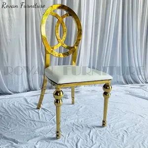 Mobiliário de cadeira de casamento dourado, cadeira de casamento de luxo canal x, móveis de trás alta de aço inoxidável, cadeira de jantar para receptor de eventos