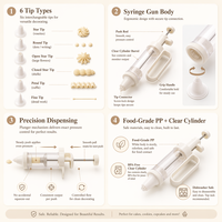 Kit de 7 pièces pour décoration de gâteaux : pistolet à douilles multifonction en plastique, outils de pâtisserie, embouts à fleurs, moule à biscuits, écologique