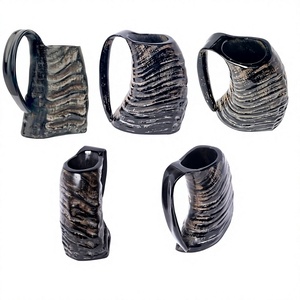 B.S INTERNATIONAL Juego de Tazas de Cuerno de Buey Auténtico para Beber Cerveza, Regalo de Cumpleaños, Ecológico, Estilo Americano, Ligero, de Bambú - Product Image 2