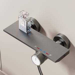 Ensemble de douche en aluminium d'ingénierie hôtelière avec tige de levage et pommeau de douche à main pressurisé support de rangement robinet de baignoire cascade - Product Image 1