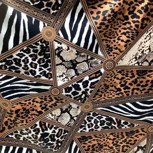 Vestido de tecido de spandex, corrente de leopardo, de seda, estampado, tecido